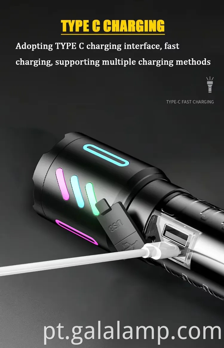 Lanterna de liga de fluorescência de laser branca de alta potência com zoom